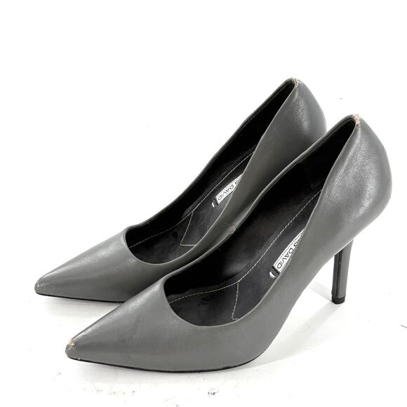 Charles David Leather Heels 7.5 Gray Pumps Academia Office Career Capsule - Picture 1 of 6
